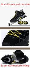 将图片加载到图库查看器，Soft Black Mens Boots Winter Fur Warm Snow Men Walking Boots Work Shoes Footwear Fashion Rubber Ankle Shoes Warm Fur Lined Ankle Booties Comfortable Non Slip Outdoor Shoes
