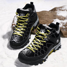 将图片加载到图库查看器，Soft Black Mens Boots Winter Fur Warm Snow Men Walking Boots Work Shoes Footwear Fashion Rubber Ankle Shoes Warm Fur Lined Ankle Booties Comfortable Non Slip Outdoor Shoes
