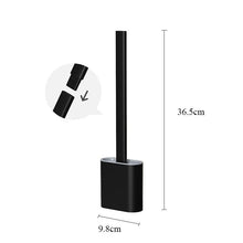 Load image into Gallery viewer, Soft Silicone Head Toilet Brush With Holder Black Wall-Mounted Detachable Handle Bathroom Cleaner Durable Accessories Silicone Toilet Brush Wall Mounting Toilet Brush No-Slip Long Handle Soft Silicone Bristle Toilet Corner Cleaner
