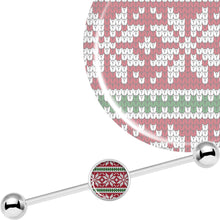 Load image into Gallery viewer, 14G Red Green Christmas Sweater Industrial Barbell 37mm
