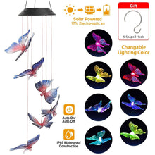 将图片加载到图库查看器，Solar LED Butterfly Wind Chimes
