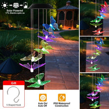 将图片加载到图库查看器，Solar LED Butterfly Wind Chimes
