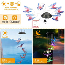 将图片加载到图库查看器，Solar LED Butterfly Wind Chimes
