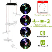 将图片加载到图库查看器，Solar Powered Dragonfly Lights Wind Chimes
