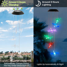 将图片加载到图库查看器，Solar Powered Dragonfly Lights Wind Chimes
