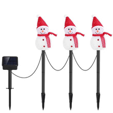 将图片加载到图库查看器，Solar Powered Lamp 3 Snowmen Garden Stake Light
