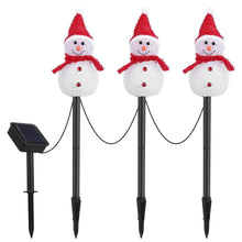 将图片加载到图库查看器，Solar Powered Lamp 3 Snowmen Garden Stake Light
