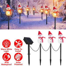 将图片加载到图库查看器，Solar Powered Lamp 3 Snowmen Garden Stake Light
