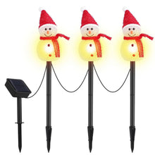 将图片加载到图库查看器，Solar Powered Lamp 3 Snowmen Garden Stake Light
