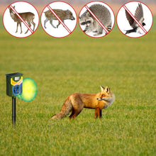 Load image into Gallery viewer, Solar Ultrasonic Animal Repeller with Flame Light USB Charge Motion Sensor
