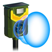 Load image into Gallery viewer, Solar Ultrasonic Animal Repeller with Flame Light USB Charge Motion Sensor
