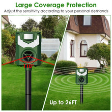 Load image into Gallery viewer, Solar Ultrasonic Animal Repeller with Flame Light USB Charge Motion Sensor
