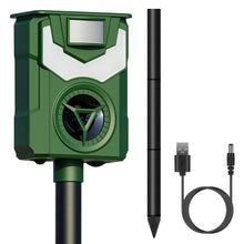 Load image into Gallery viewer, Solar Ultrasonic Animal Repeller with Flame Light USB Charge Motion Sensor
