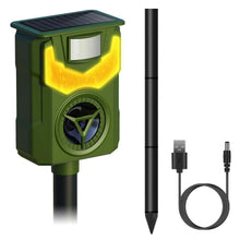 Load image into Gallery viewer, Solar Ultrasonic Animal Repeller with Flame Light USB Charge Motion Sensor
