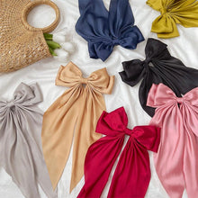 Load image into Gallery viewer, Solid Color Big Large Satin Bow Hairpins Barrettes For Women Girl Wedding Long Ribbon Hair Clip Fashion Hairgrips Accessories For Party
