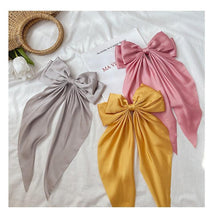 Load image into Gallery viewer, Solid Color Big Large Satin Bow Hairpins Barrettes For Women Girl Wedding Long Ribbon Hair Clip Fashion Hairgrips Accessories For Party
