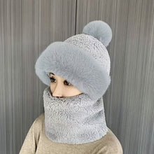 Load image into Gallery viewer, Solid Color Thickened Plush Neck Gaiter Mask Windproof Hooded Ear Protection Windproof Ski Hat
