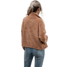 Load image into Gallery viewer, Solid Drawstring Hem Crop Teddy Jacket
