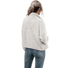 Load image into Gallery viewer, Solid Drawstring Hem Crop Teddy Jacket
