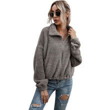 Load image into Gallery viewer, Solid Drawstring Hem Crop Teddy Jacket
