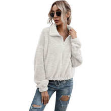Load image into Gallery viewer, Solid Drawstring Hem Crop Teddy Jacket
