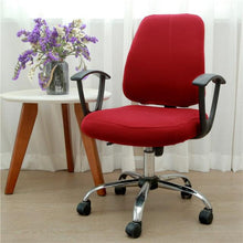 将图片加载到图库查看器，Solid Office Computer Chair Cover Spandex Split Seat Cover Universal Office Anti Dust Arm Chair Cover Washable Removable Spandex Rotating Boss Chair Slipcovers Anti-dust Soft Desk Chair Seat Protector for Dogs Cats Pets
