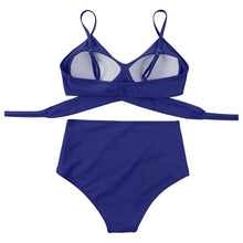 将图片加载到图库查看器，Solid Swimwear Women Top Swimsuit Bikini Solid Push Up High Cut Lace Up Halter Bikini Set Women High Waist Bikini Twist Front Swimsuits Lace Up Bikini Tops 2 Piece Bathing Suits Summer Swimsuit
