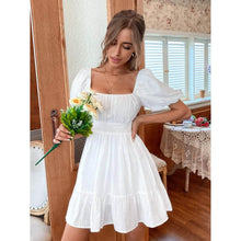 Load image into Gallery viewer, Solid Tie Back Flounce Hem Dress
