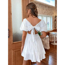Load image into Gallery viewer, Solid Tie Back Flounce Hem Dress
