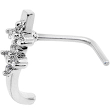 Load image into Gallery viewer, 18G Clear CZ Bling Faux Hoop L Shaped Nose Ring
