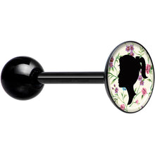 Load image into Gallery viewer, Woman Floral Silhouette Black Barbell Tongue Ring
