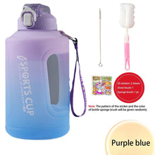 Load image into Gallery viewer, Sport 2l Water Bottle Reminder Plastic Straw Water Bottle Fitness Big Bottles 1500ML / 2300ML / 3800ML 2 liter  Sports Drinking Bottle Reusable Easy Clean Sealing Water Bottle with Lanyard for Hiking
