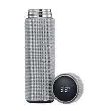 将图片加载到图库查看器，Sport Sterlling Creative Diamond Thermos Bottle Water Bottle Stainless Steel Smart Temperature Display Vacuum Flask Mug Gift for Men Women
