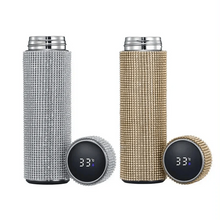 将图片加载到图库查看器，Sport Sterlling Creative Diamond Thermos Bottle Water Bottle Stainless Steel Smart Temperature Display Vacuum Flask Mug Gift for Men Women
