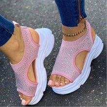 将图片加载到图库查看器，Sport Women's Comfortable Footwear Summer Platform Sandals Shoes Female Slip On Peep Toe Knitted Footwear Summer Sandals Women Shoes Female Slip On Elegant Sneakers
