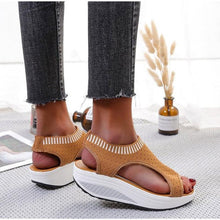 将图片加载到图库查看器，Sport Women's Comfortable Footwear Summer Platform Sandals Shoes Female Slip On Peep Toe Knitted Footwear Summer Sandals Women Shoes Female Slip On Elegant Sneakers
