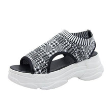 将图片加载到图库查看器，Sport Women's Comfortable Footwear Summer Platform Sandals Shoes Female Slip On Peep Toe Knitted Footwear Summer Sandals Women Shoes Female Slip On Elegant Sneakers
