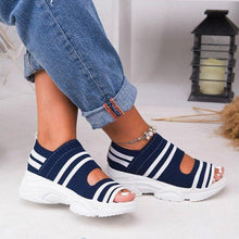 将图片加载到图库查看器，Sport Women's Comfortable Footwear Summer Platform Sandals Shoes Female Slip On Peep Toe Knitted Footwear Summer Sandals Women Shoes Female Slip On Elegant Sneakers
