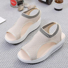 将图片加载到图库查看器，Sport Women's Comfortable Footwear Summer Platform Sandals Shoes Female Slip On Peep Toe Knitted Footwear Summer Sandals Women Shoes Female Slip On Elegant Sneakers
