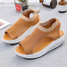 将图片加载到图库查看器，Sport Women's Comfortable Footwear Summer Platform Sandals Shoes Female Slip On Peep Toe Knitted Footwear Summer Sandals Women Shoes Female Slip On Elegant Sneakers
