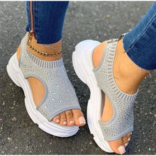将图片加载到图库查看器，Sport Women's Comfortable Footwear Summer Platform Sandals Shoes Female Slip On Peep Toe Knitted Footwear Summer Sandals Women Shoes Female Slip On Elegant Sneakers

