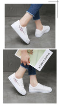 将图片加载到图库查看器，Spring Fashion Breathble Women Sneakers Leather Platform Shoes Women Lace Up Casual Shoes White Fashion Sneakers White PU Leather Platform Sneaker For Women Lace Up Walking Sneakers
