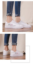 将图片加载到图库查看器，Spring Fashion Breathble Women Sneakers Leather Platform Shoes Women Lace Up Casual Shoes White Fashion Sneakers White PU Leather Platform Sneaker For Women Lace Up Walking Sneakers
