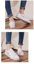 将图片加载到图库查看器，Spring Fashion Breathble Women Sneakers Leather Platform Shoes Women Lace Up Casual Shoes White Fashion Sneakers White PU Leather Platform Sneaker For Women Lace Up Walking Sneakers
