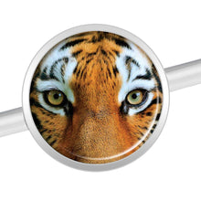 Load image into Gallery viewer, 14G Full Color Tiger Eyes Industrial Barbell 37mm
