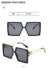 将图片加载到图库查看器，Square Oversized Sunglasses for Women Men Flat Top Fashion Shades Big Frame Sunglasses For Women With Hollow Glasses &amp; New Legs Fashionable Sunglasses For Men &amp; Women
