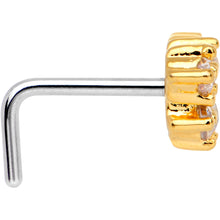 Load image into Gallery viewer, 20G Clear CZ Gold Tone Heart Faux Hoop L Shaped Nose Ring
