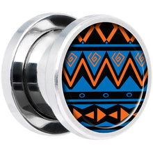 Load image into Gallery viewer, Blue Orange Tribal Print Steel Screw Fit Plug Set 00G

