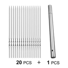 Load image into Gallery viewer, Stainless Steel Barbeque Skewer Storage Tube Reusable Grill Sticks Flat BBQ Fork BBQ Utensil Kitchen Outdoor Camping Accessories Kebab Skewers with Portable Metal Storage Tube Reusable for Grilling Barbecue Kitchen Party and Outdoor Cooking

