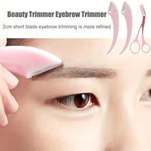 Load image into Gallery viewer, Stainless Steel Eyebrow Trimmer Set, Curved Eyebrow Razor and Scissors With Comb
